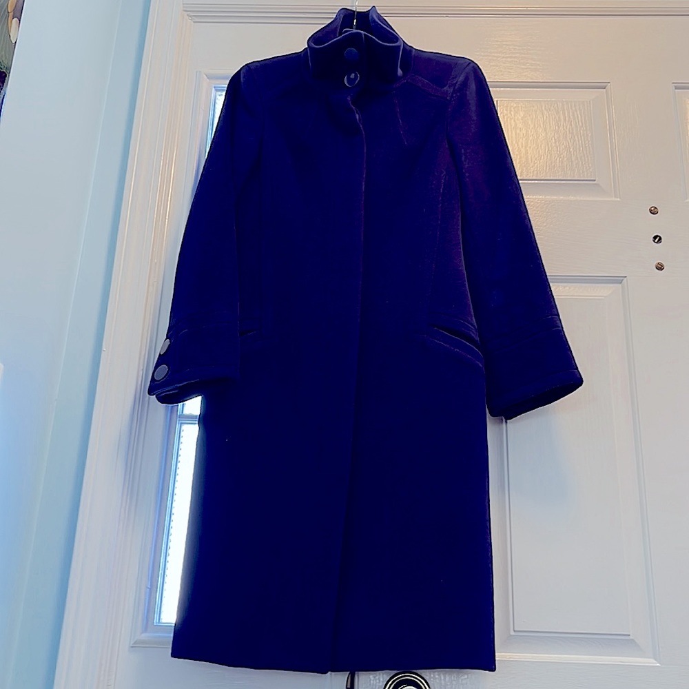 Reiss high collar wool coat in brilliant periwinkle blue Size Small so soft